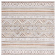 SAFAVIEH Cabana Glenn Geometric Indoor/Outdoor Area Rug, Ivory/Beige/Gold, 6'7" x 6'7" Square