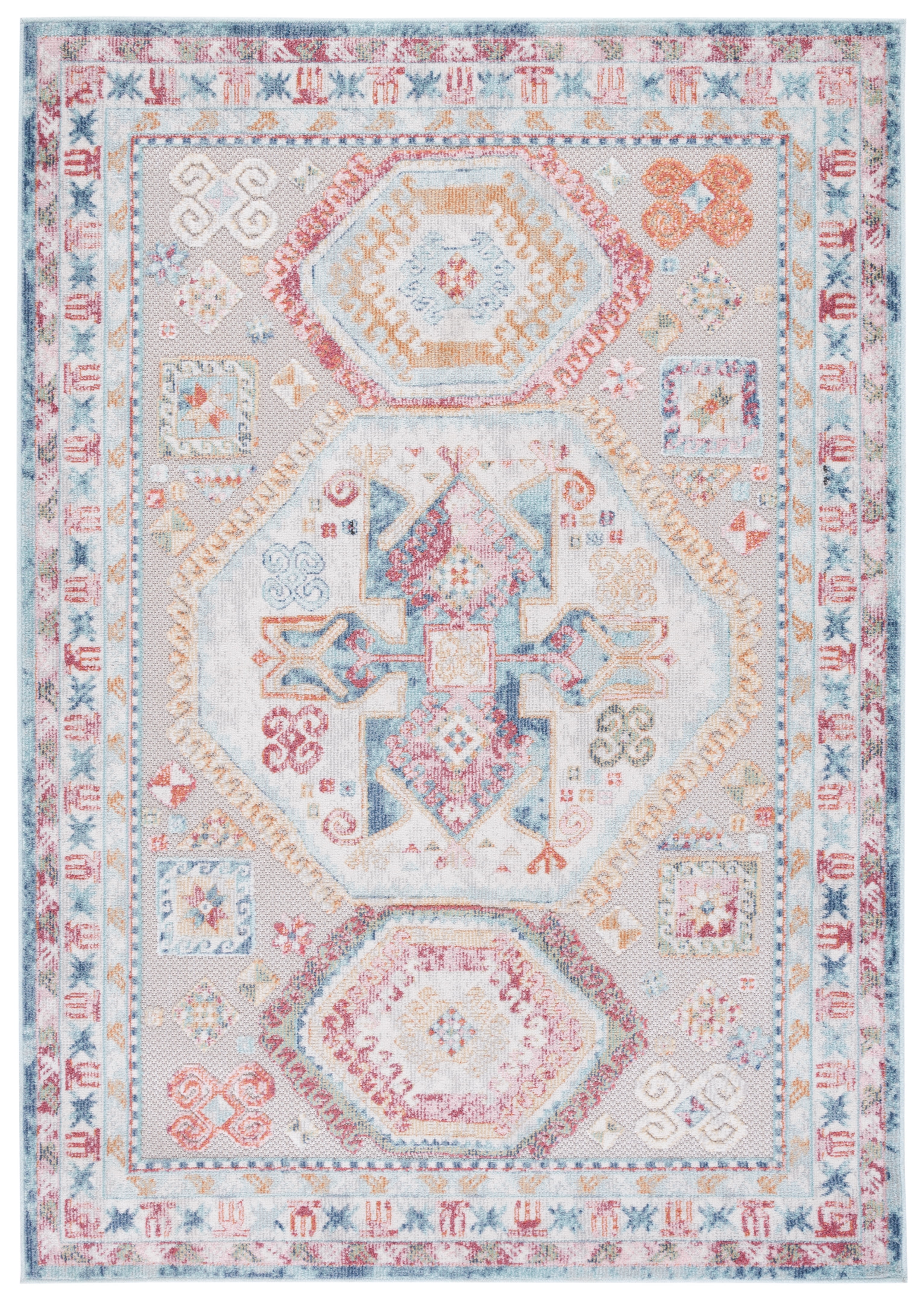 SAFAVIEH Cabana Clark Medallion Indoor/Outdoor Area Rug, Rust/Blue/Ivory, 4' x 6'