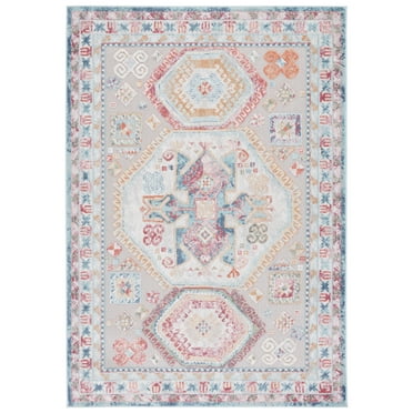 Safavieh  Cabana Theres Indoor/ Outdoor Boho Rug 4' x 6' - Rust Blue/Ivory