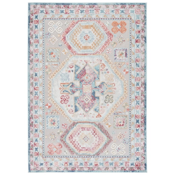 SAFAVIEH Cabana Clark Medallion Indoor/Outdoor Area Rug, Rust/Blue/Ivory, 4' x 6'