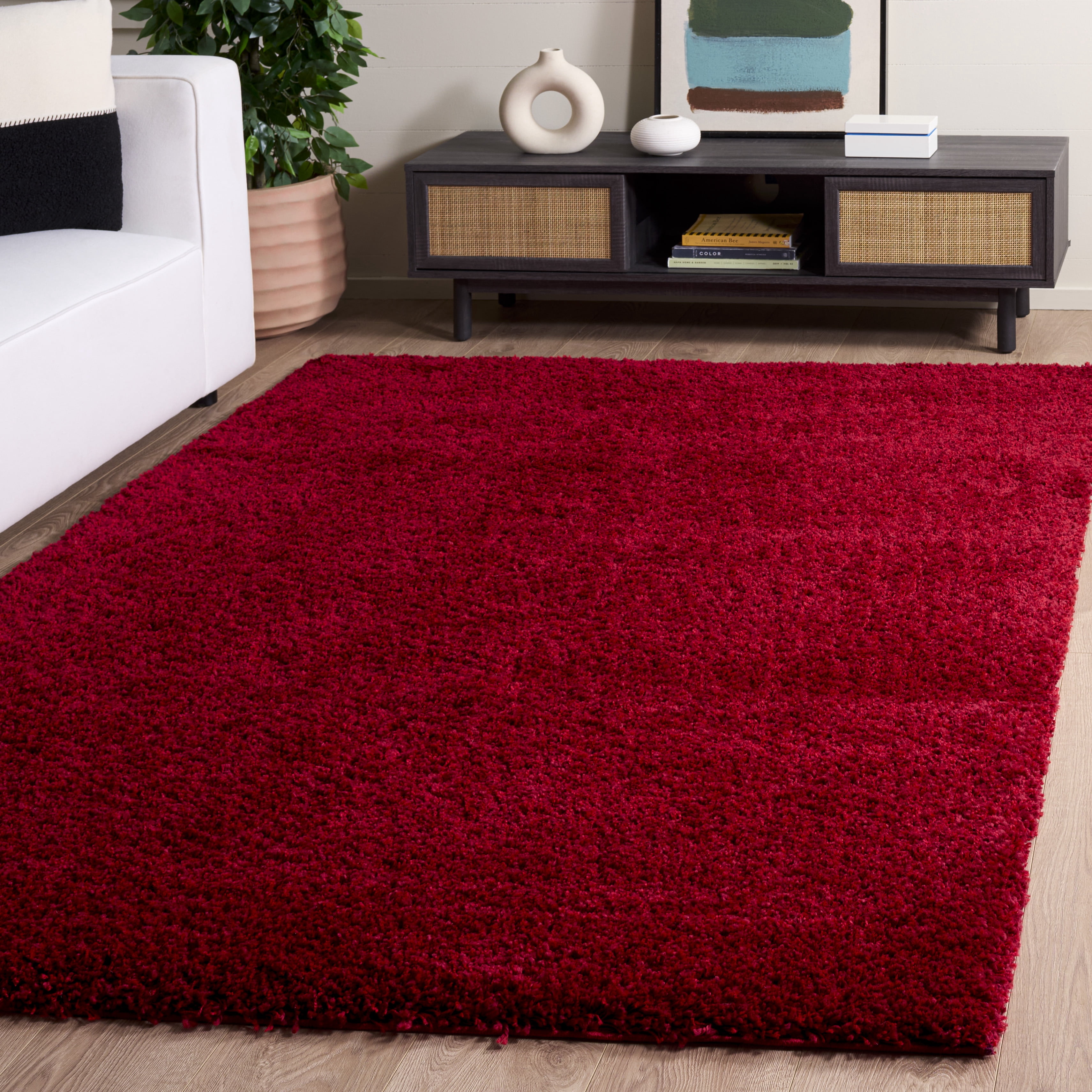 Safavieh California Plush Solid Shag Area Rug, Red, 9' x 9' Square