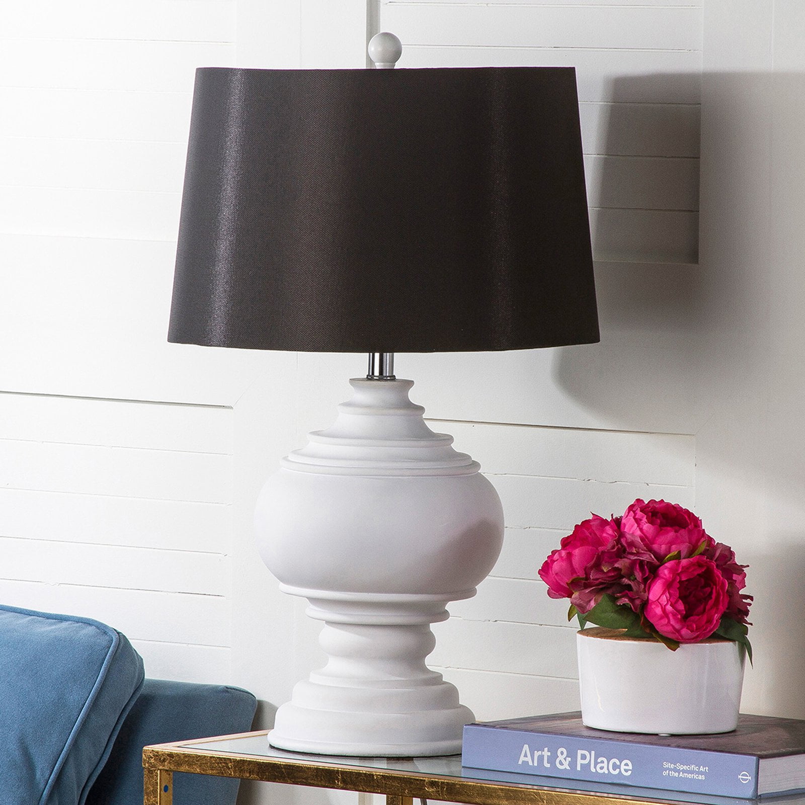 Callaway White and Black Urn Table Lamp Set