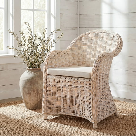 Safavieh Callista Wicker Club Chair, White Wash