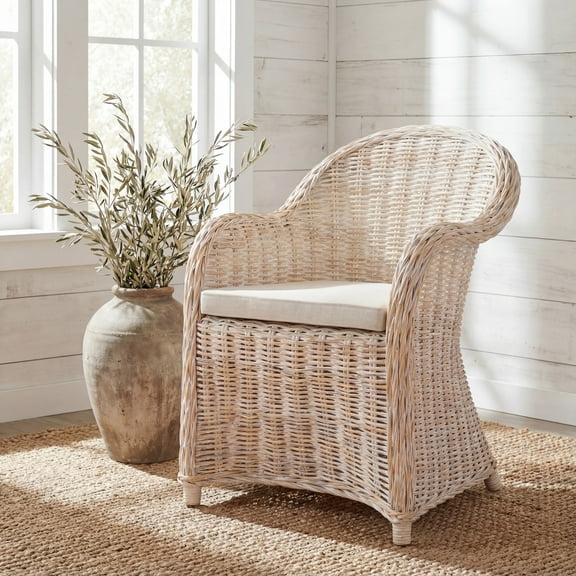 Safavieh Callista Wicker Club Chair, White Wash