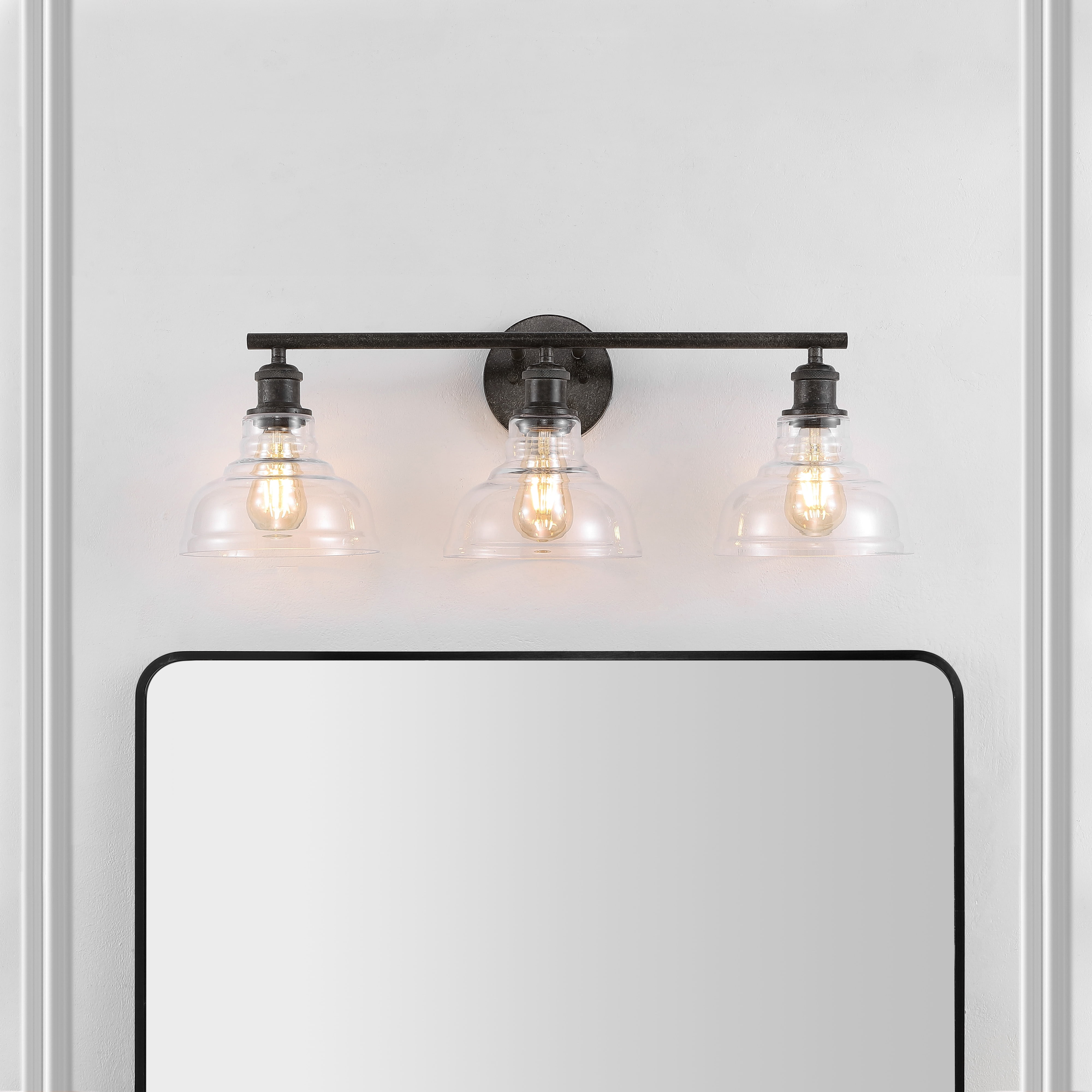 Safavieh Calyna 3-Light 27.25" Industrial Iron Sconces, Black