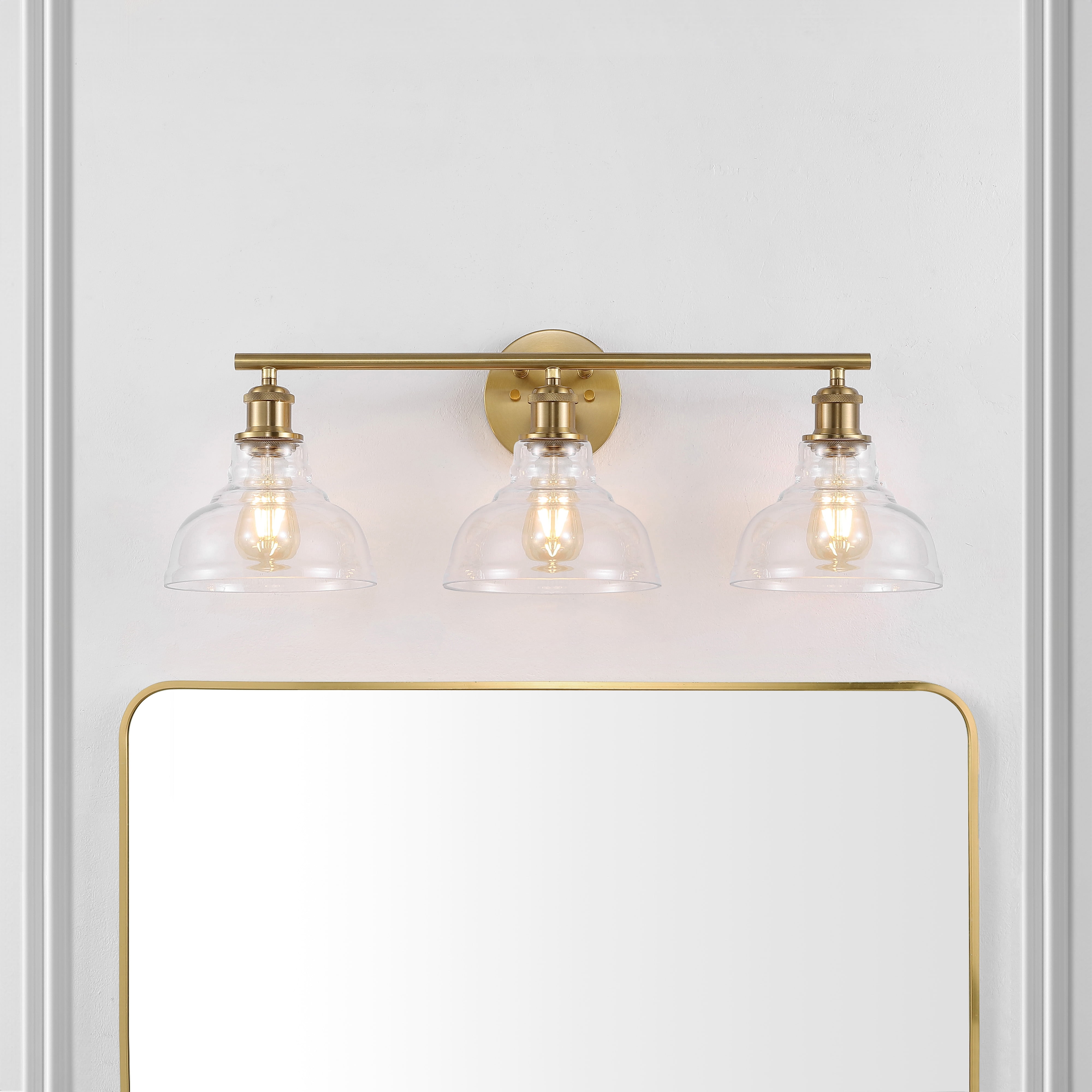 Safavieh Calyna 3-Light 27.25" Industrial Iron Sconces, Gold