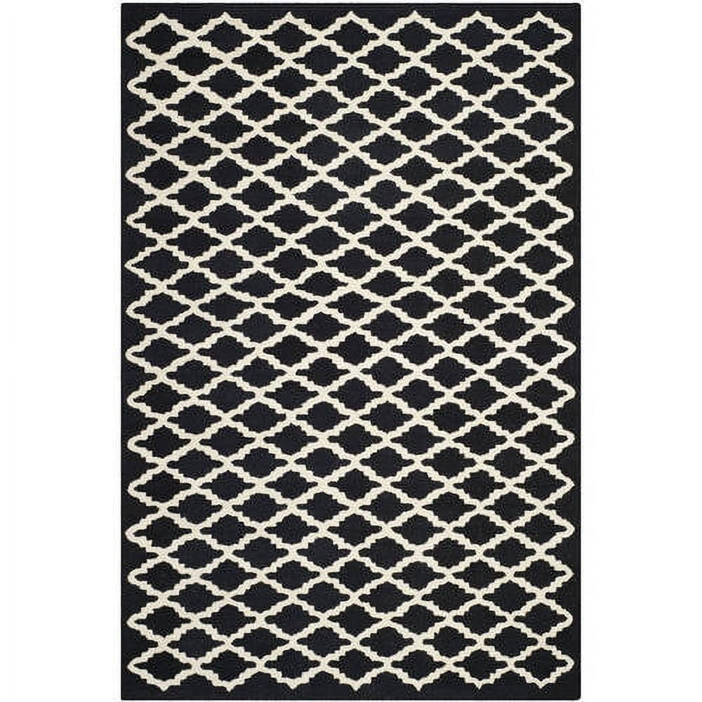 Hand-Tufted Black and Ivory Wool Geometric 6' x 9' Area Rug