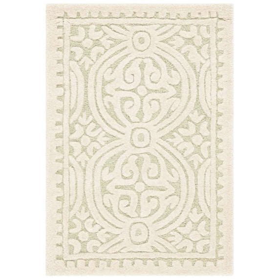 SAFAVIEH Cambridge Leslie Geometric Wool Area Rug, Light Green/Ivory, 2'6" x 4'