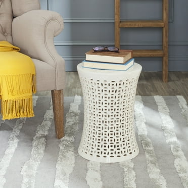 Safavieh Camilla Coin Indoor/Outdoor Garden Patio Stool, Cream