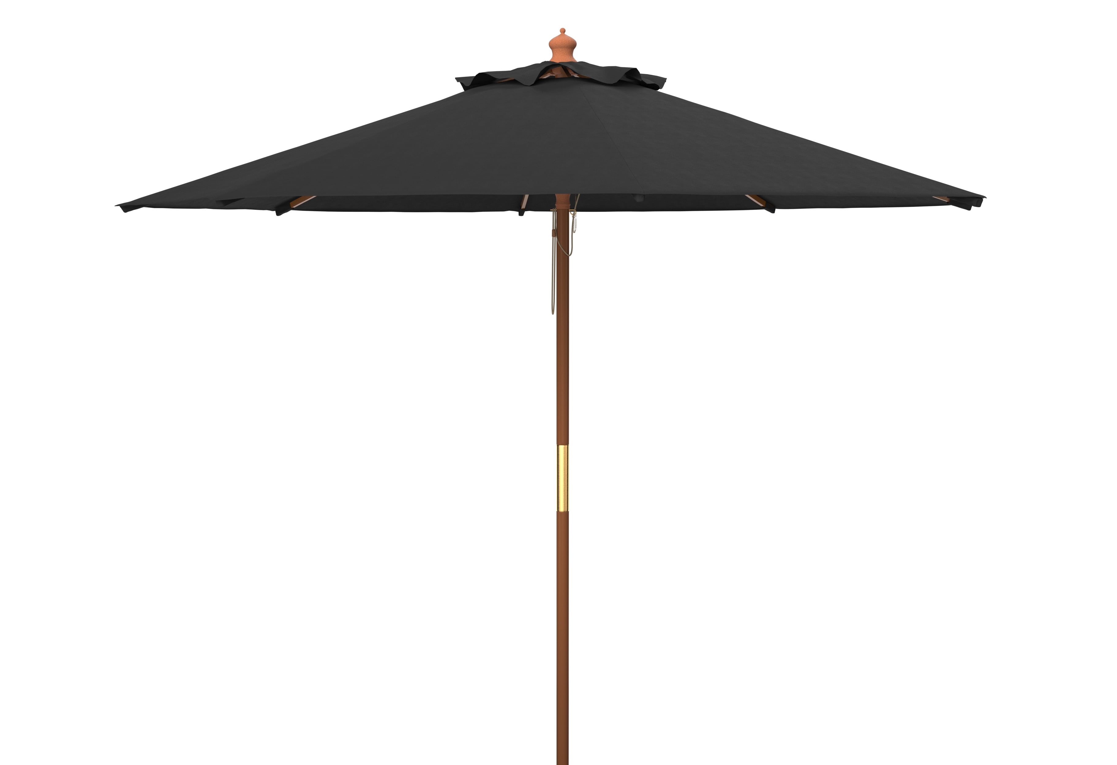 Cannes 11-Foot Grey Wooden Pulley Market Umbrella