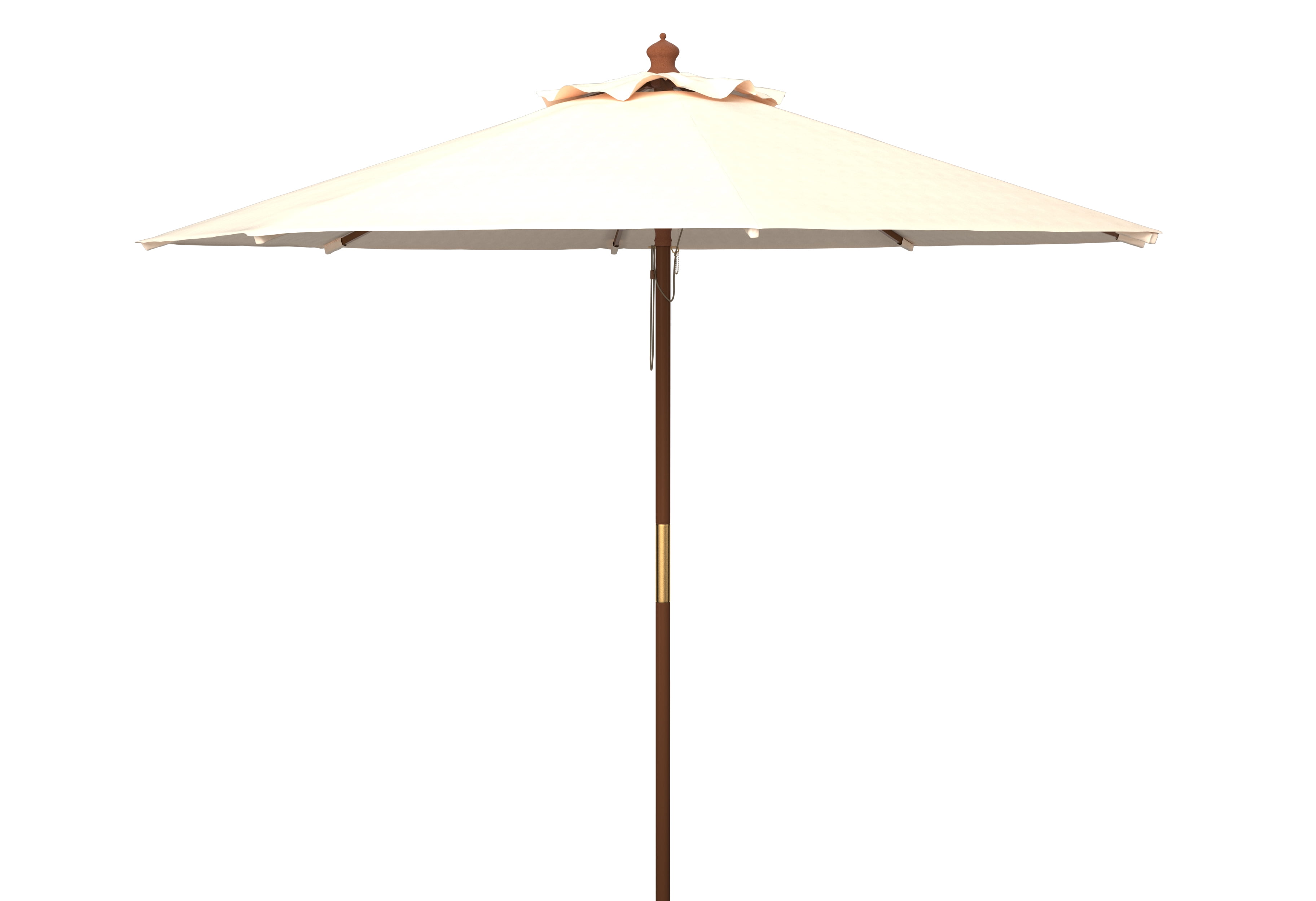 Cannes 11-Foot Beige Wooden Pulley Market Umbrella