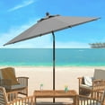 thumbnail image 1 of Safavieh Cannes 9' Market Push Wooden Patio Umbrella, Grey, 1 of 8