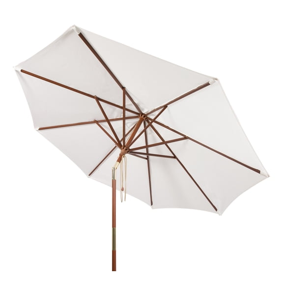 Safavieh Cannes 9' Market Push Wooden Patio Umbrella, White
