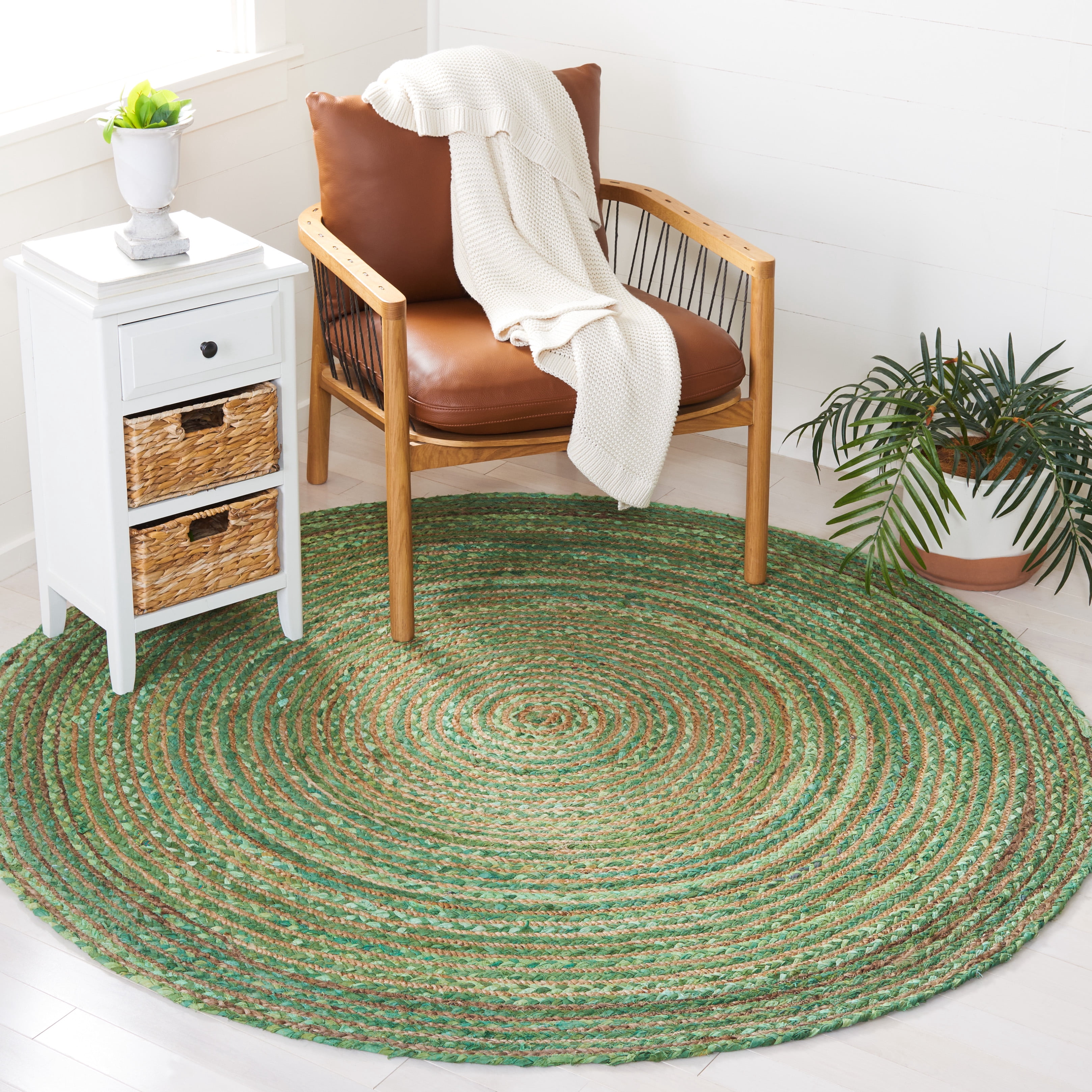 Safavieh Cape Cod Miah Geometric Area Rug, Green/Natural, 3' x 3' Round