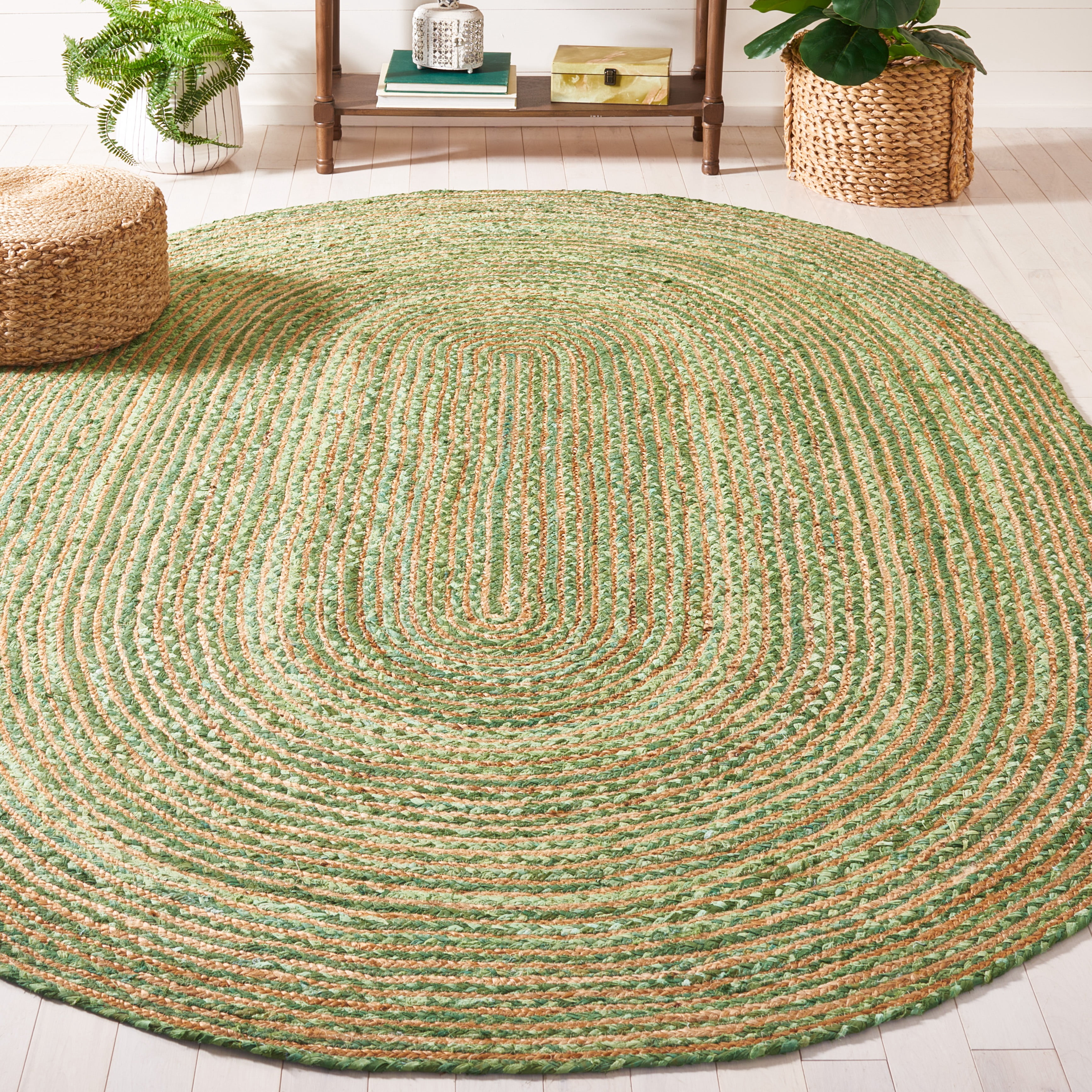 Safavieh Cape Cod Miah Geometric Area Rug, Green/Natural, 3' x 5' Oval