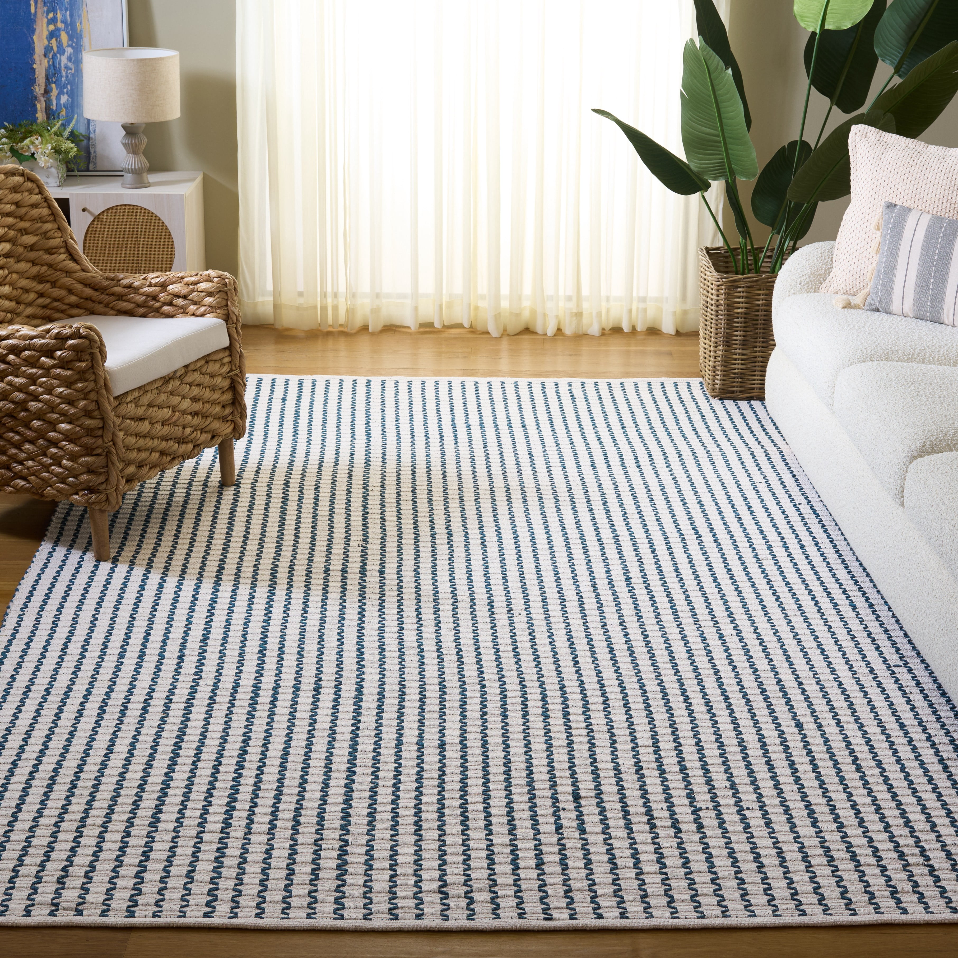 Safavieh Cape Cod Rowina Wavy Striped Area Rug, Ivory/Teal, 8' x 10'
