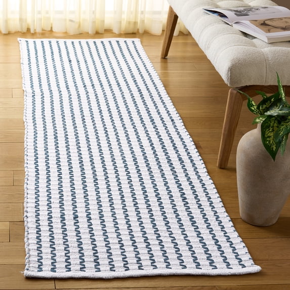 Safavieh Cape Cod Rowina Wavy Striped Runner Rug, Ivory/Teal, 2'3" x 8'