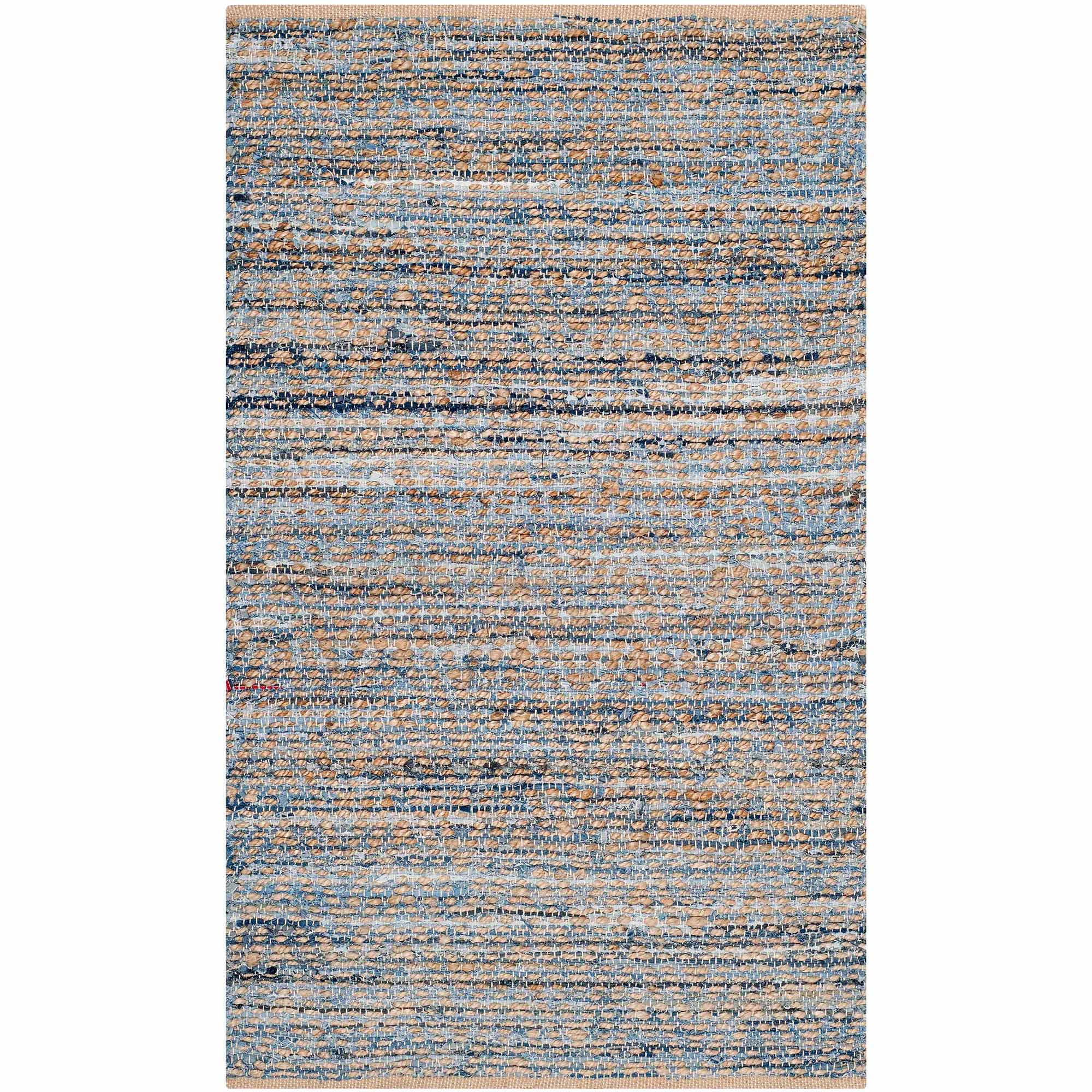 Cape Cod Blue and Natural Hand-Knotted Jute Area Rug