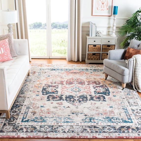 Safavieh Carlyle Anne Medallion Area Rug, Ivory/Blue, 6'7" x 6'7" Square