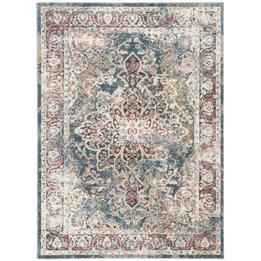 Safavieh  Carlyle Vintage Medallion Polyester Rug Turquoise/Ivory 3'  x  5' 3' x 5' Indoor Ivory Rectangle