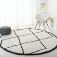 thumbnail image 1 of SAFAVIEH Carmella Arbor Aztec Polyester Shag Area Rug, Cream/Gray, 6'7" x 6'7" Round, 1 of 10