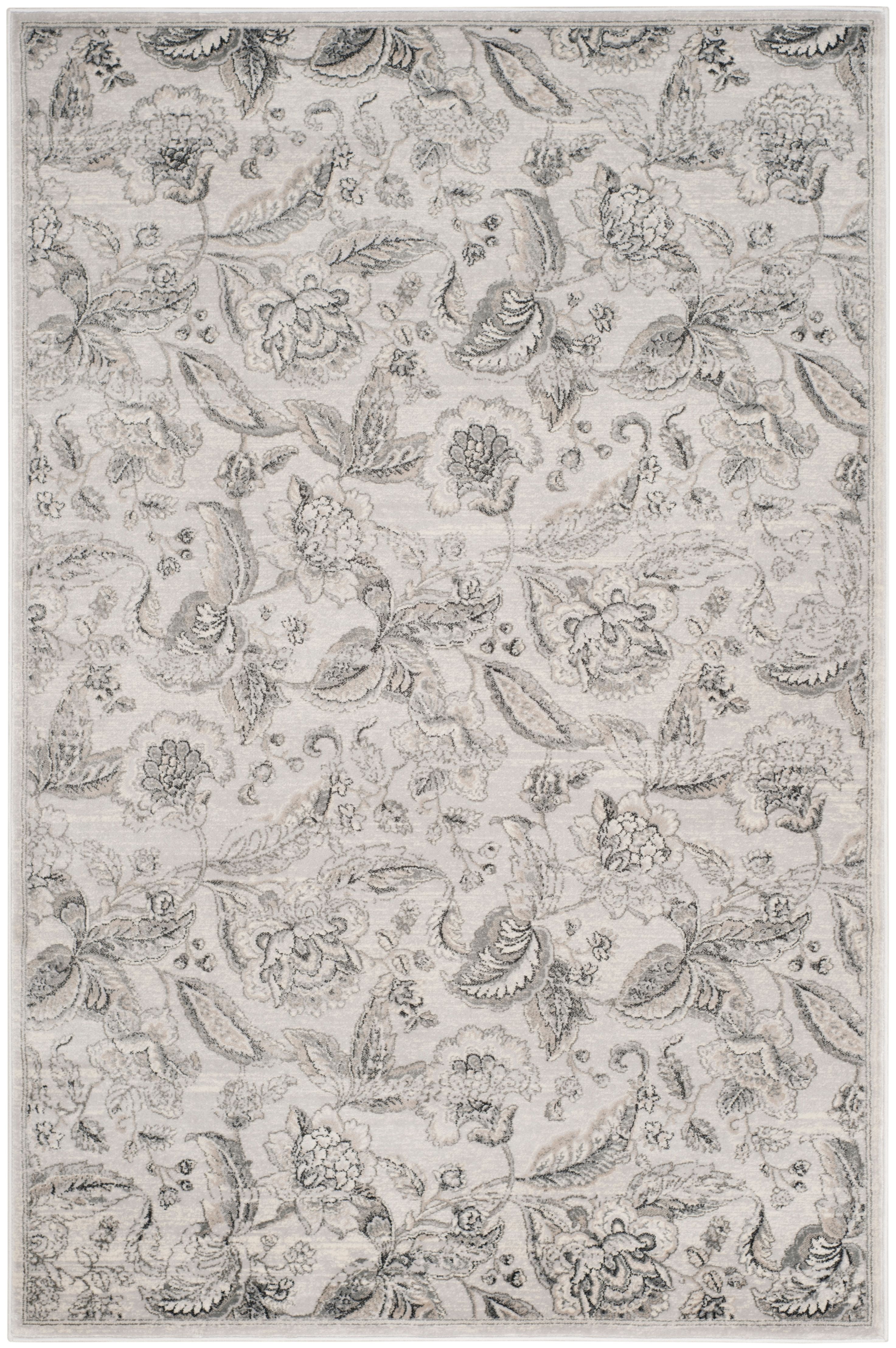 Elegant Silver Synthetic 4' x 6' Hand-Knotted Area Rug