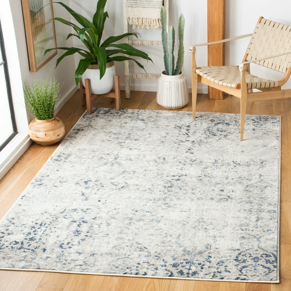 SAFAVIEH Carnegie Thorburn Modern Area Rug, Ivory/Navy, 5'1" x 7'6"
