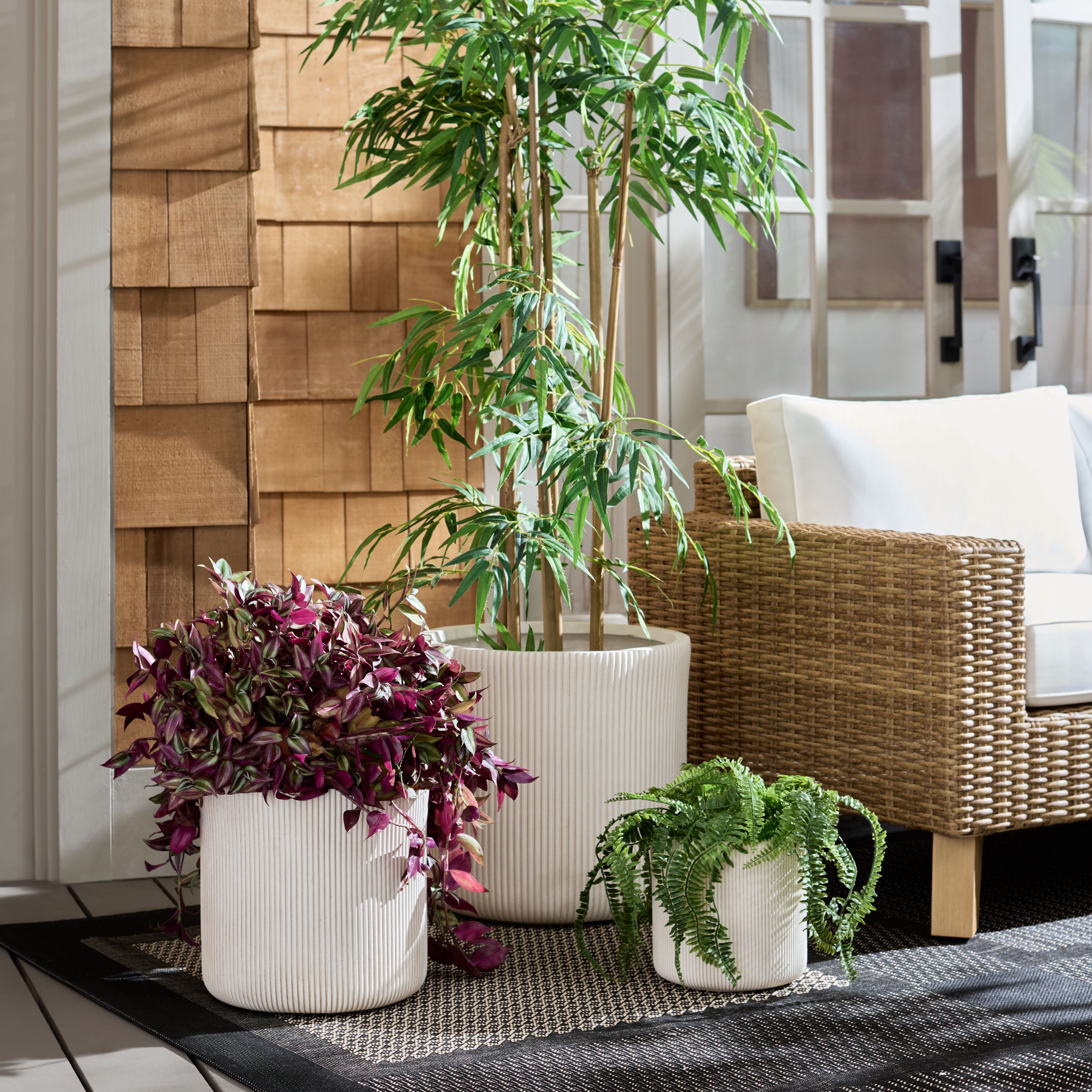 Safavieh Carolina Round Beige Fiber Clay Plant Pots - Set of 3