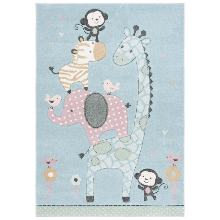 Safavieh Carousel Kids Giraffe 5 x 5 Ivory/Blue Square Indoor Kids Area Rug Safavieh Carousel Kids Giraffe 5 x 5 Ivory/Blue Square Indoor Kids Area Rug