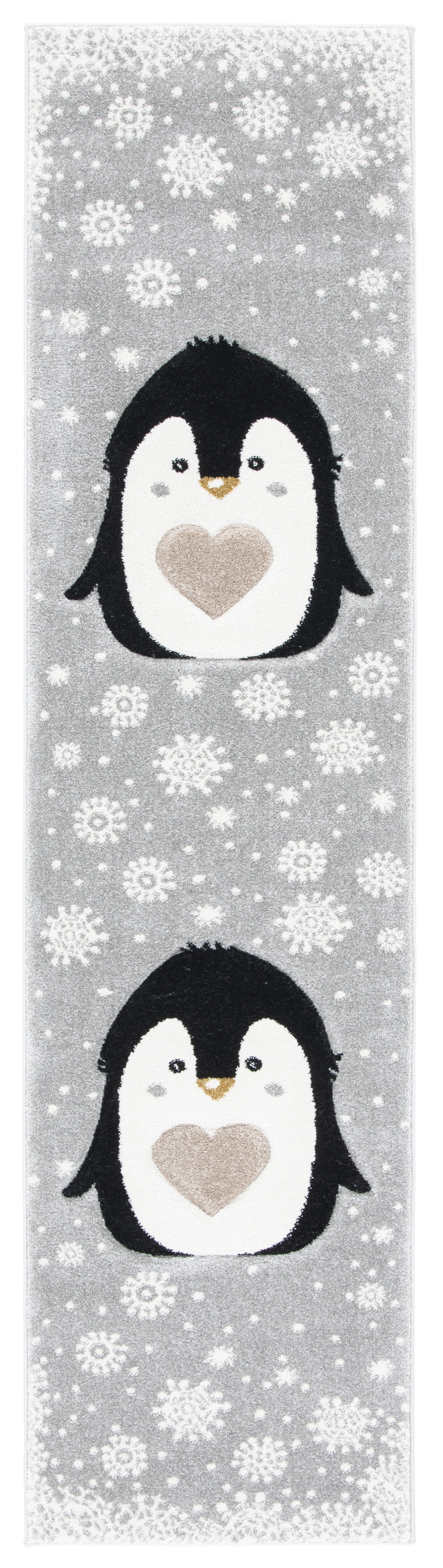 Gray Penguin Pattern Kids Non-slip Area Rug