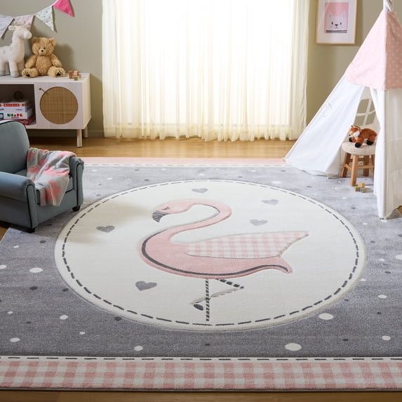 SAFAVIEH Carousel Kids Dina Flamingo Animal Print Area Rug, Pink/Ivory, 8' x 10'