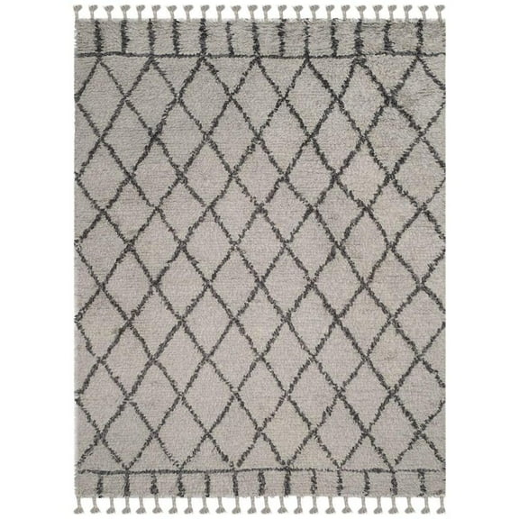 SAFAVIEH Casablanca Branson Geometric Diamonds Shag Area Rug, Grey/Dark Grey, 9' x 12'