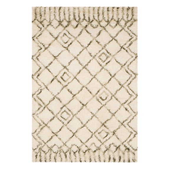 SAFAVIEH Casablanca Wilmer Abstract Shag Area Rug, Ivory/Green, 8' x 10'