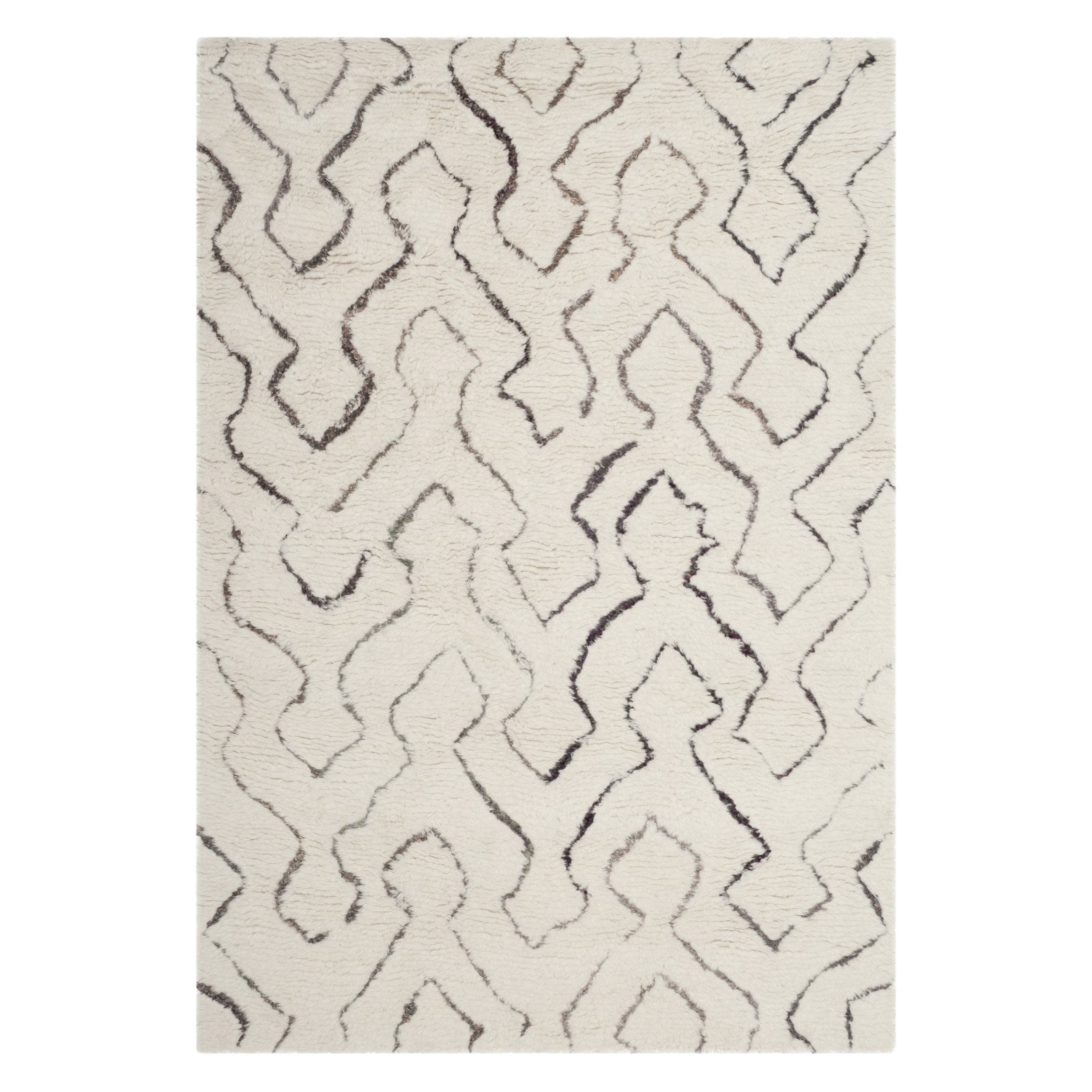 Ivory Cream Hand-Tufted Wool & Viscose 6' Round Shag Rug