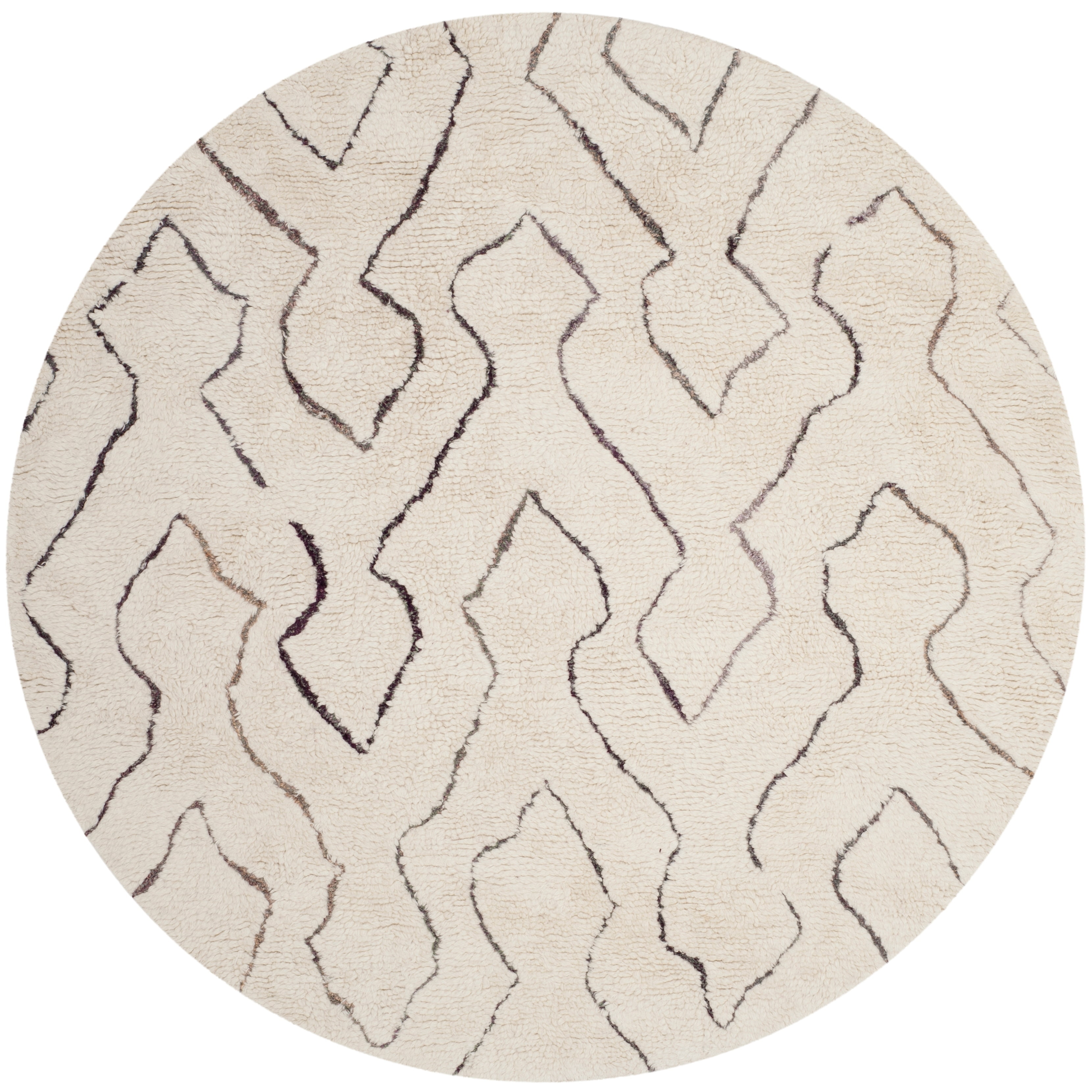 Ivory Cream Hand-Tufted Wool & Viscose 6' Round Shag Rug