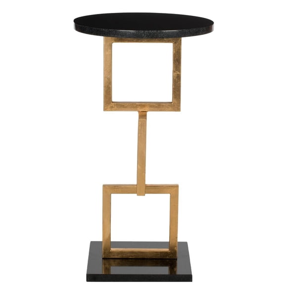 Safavieh Cassidy Iron and Marble Accent Table in Gold and Black