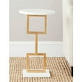 thumbnail image 1 of Safavieh Cassidy Round Top Square Base Iron Accent Table, Gold/White Marble, 1 of 3