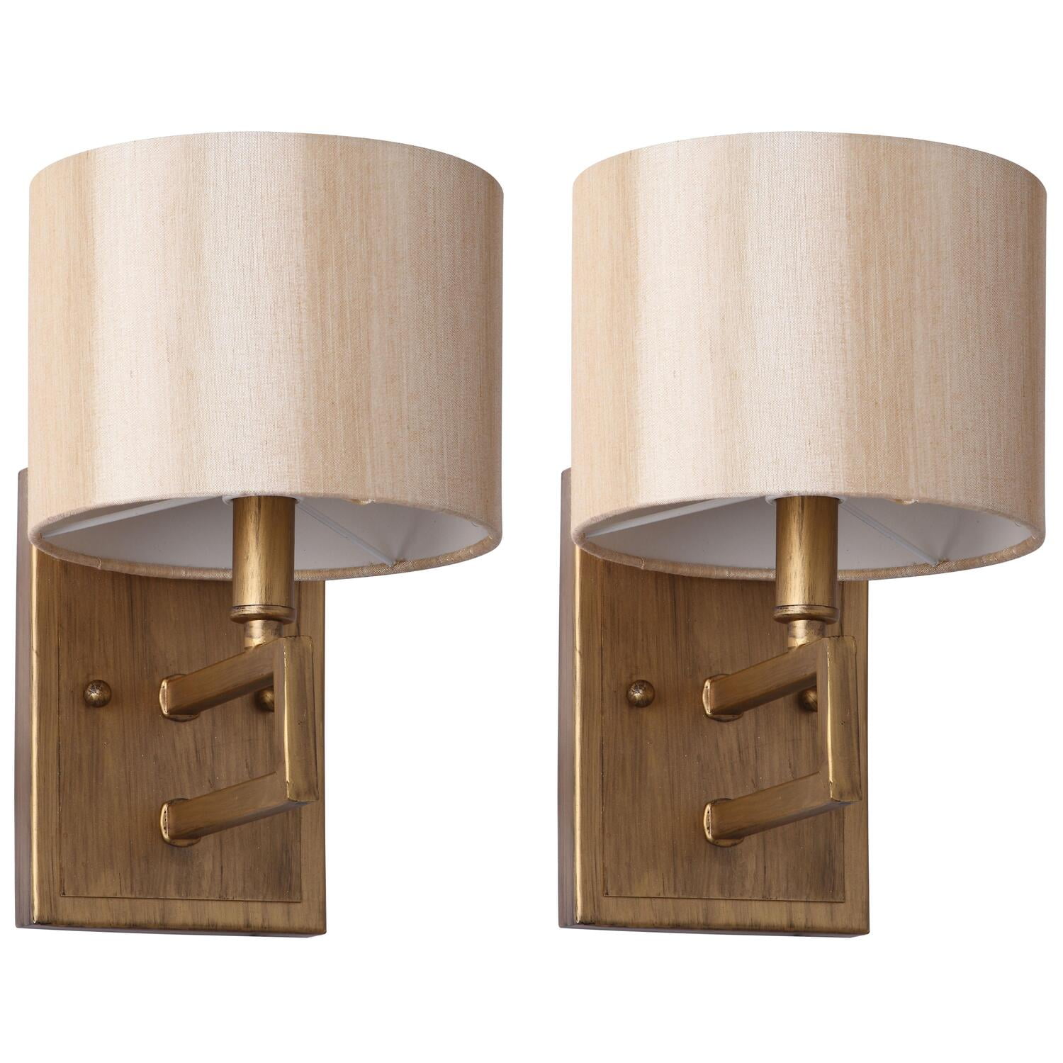 Catena Antique Gold 9.5" Contemporary Steel Wall Sconce with Cream Shade