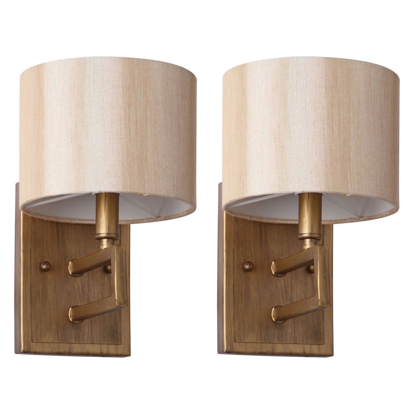 Catena Antique Gold 9.5" Contemporary Steel Wall Sconce with Cream Shade
