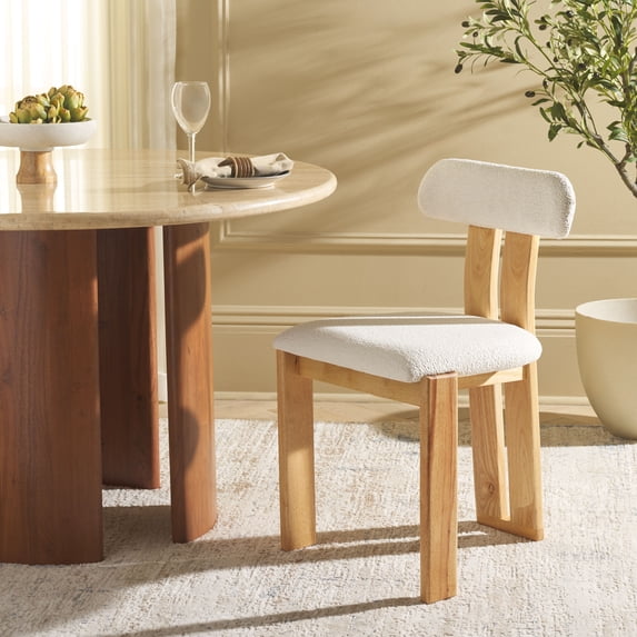 Safavieh Cayde Modern Wood Dining Side Chairs, Cream / Light Blonde