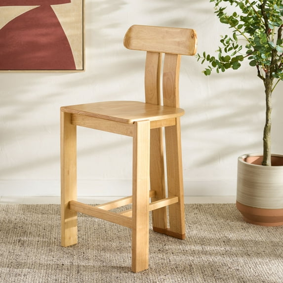 Safavieh Cayde Traditional Mid Back Wood Stools, Light Blonde