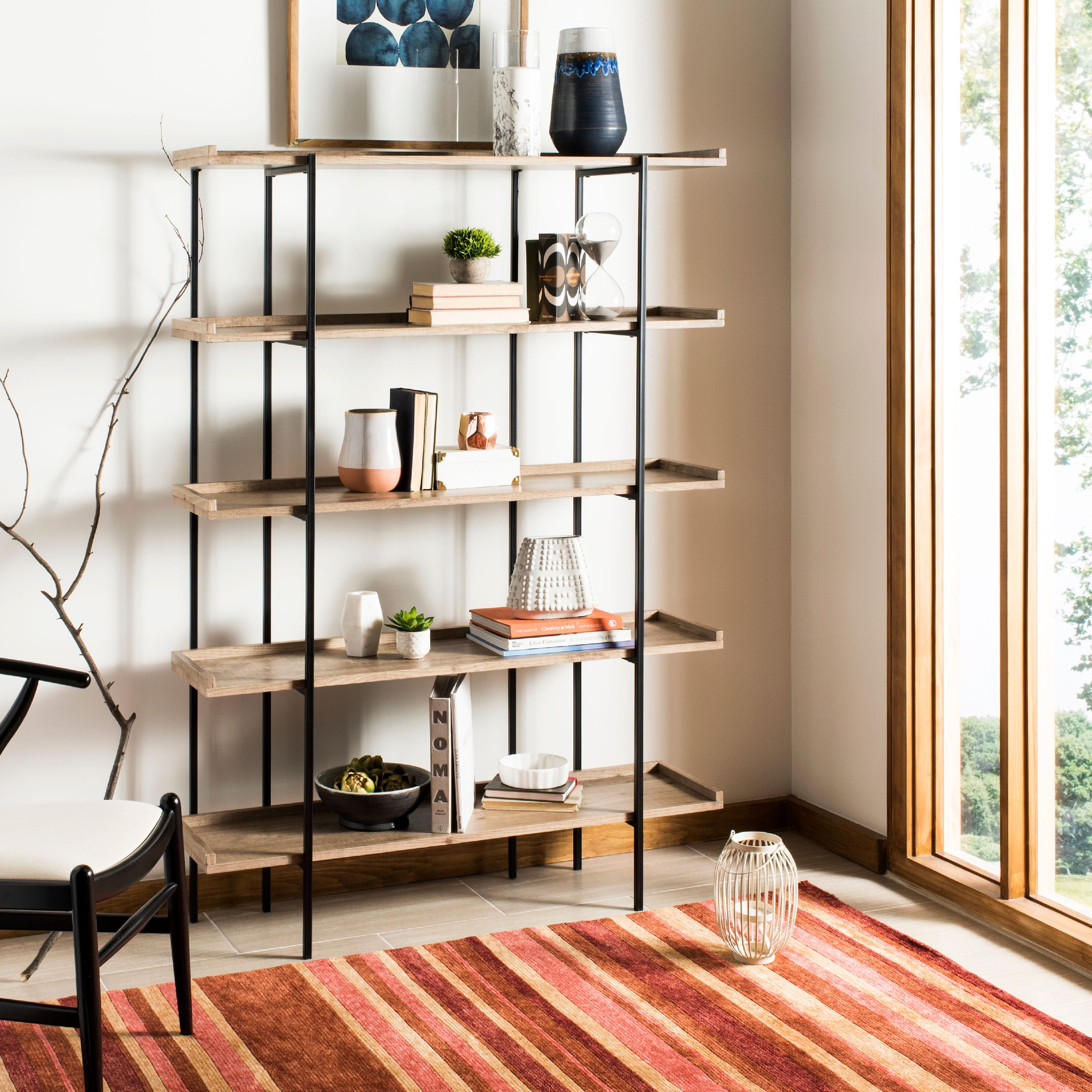 Cecilia Black and Oak 5-Tier Wood Etagere