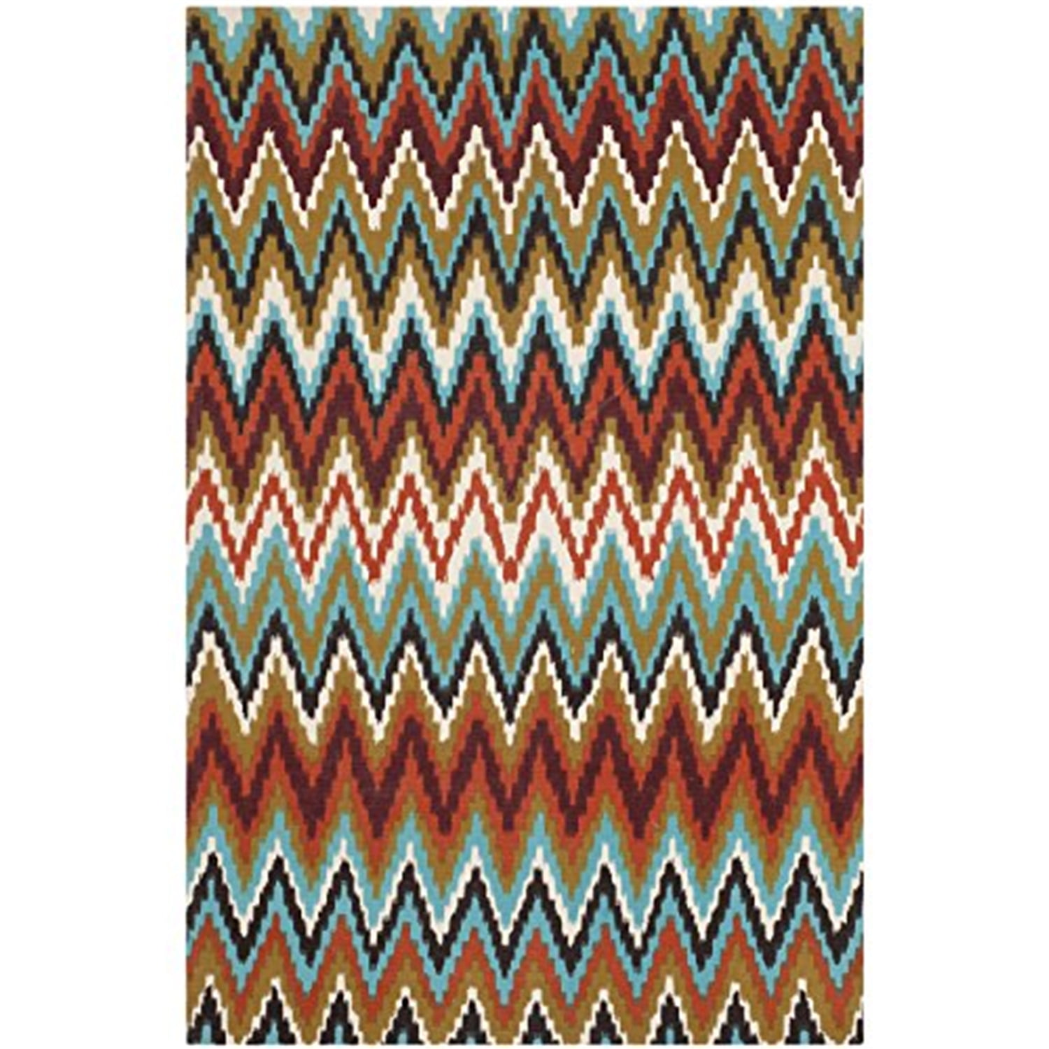Teal and Red Geometric Cotton 4' x 6' Flat Woven Area Rug