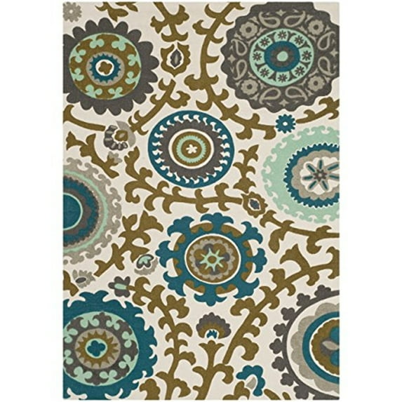 Contemporary Rug - Cedar Brook Cotton Pile -Ivory/Light Blue-Color:Ivory/Light Blue,Design:Contemporary,Shape:Medium Rectangle,Size:8'L x 5'W