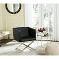 thumbnail image 1 of Safavieh Celine Modern Glam Chrome Upholstered Cross Leg Chair, 1 of 2