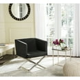 thumbnail image 1 of Safavieh Celine Modern Glam Chrome Upholstered Cross Leg Chair, 1 of 8