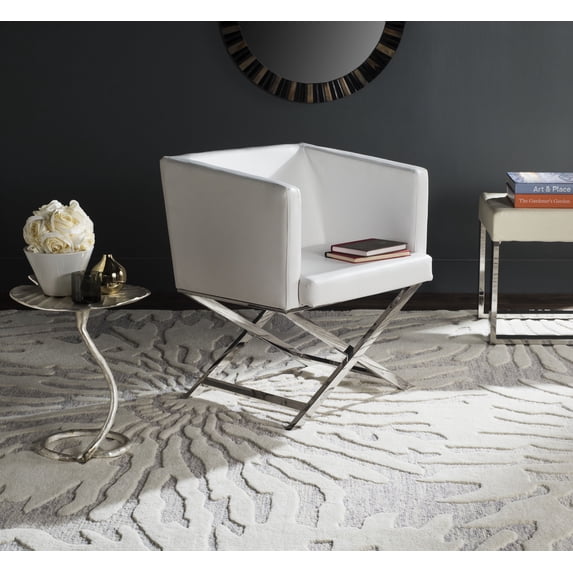 Safavieh Celine Modern Glam Chrome Upholstered Cross Leg Chair