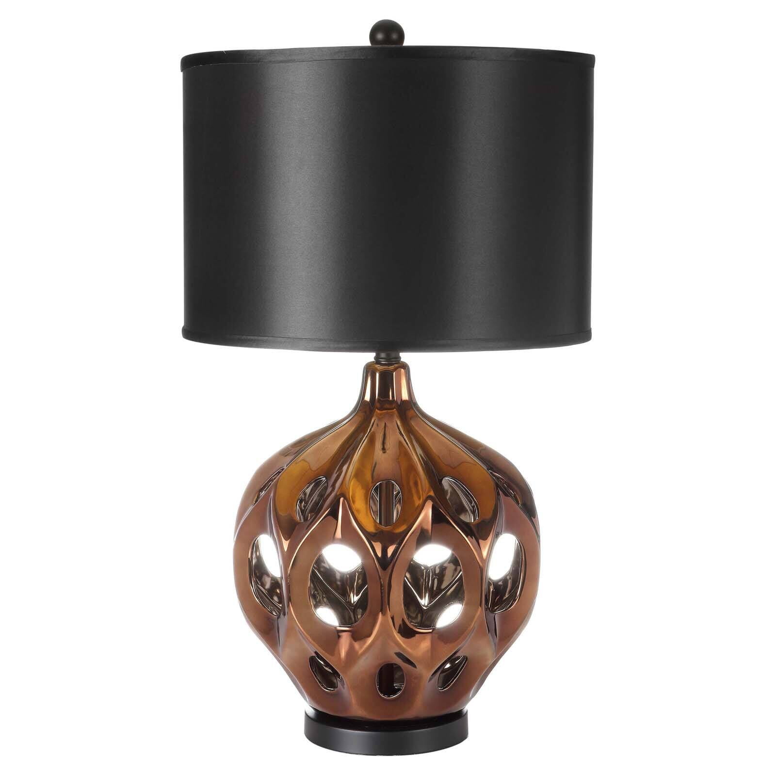 Regina 29" Gold Ceramic Table Lamp with Black Shade