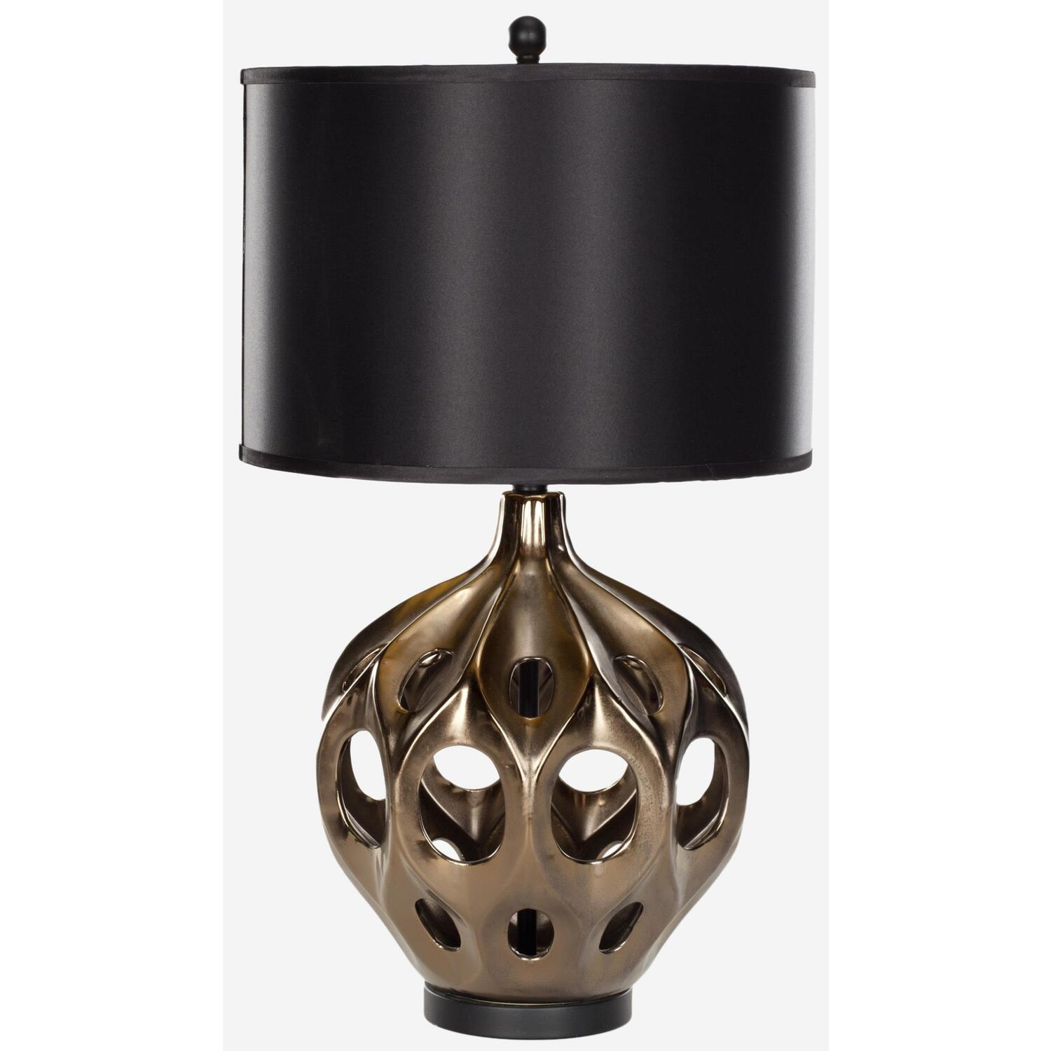 Regina 29" Gold Ceramic Table Lamp with Black Shade