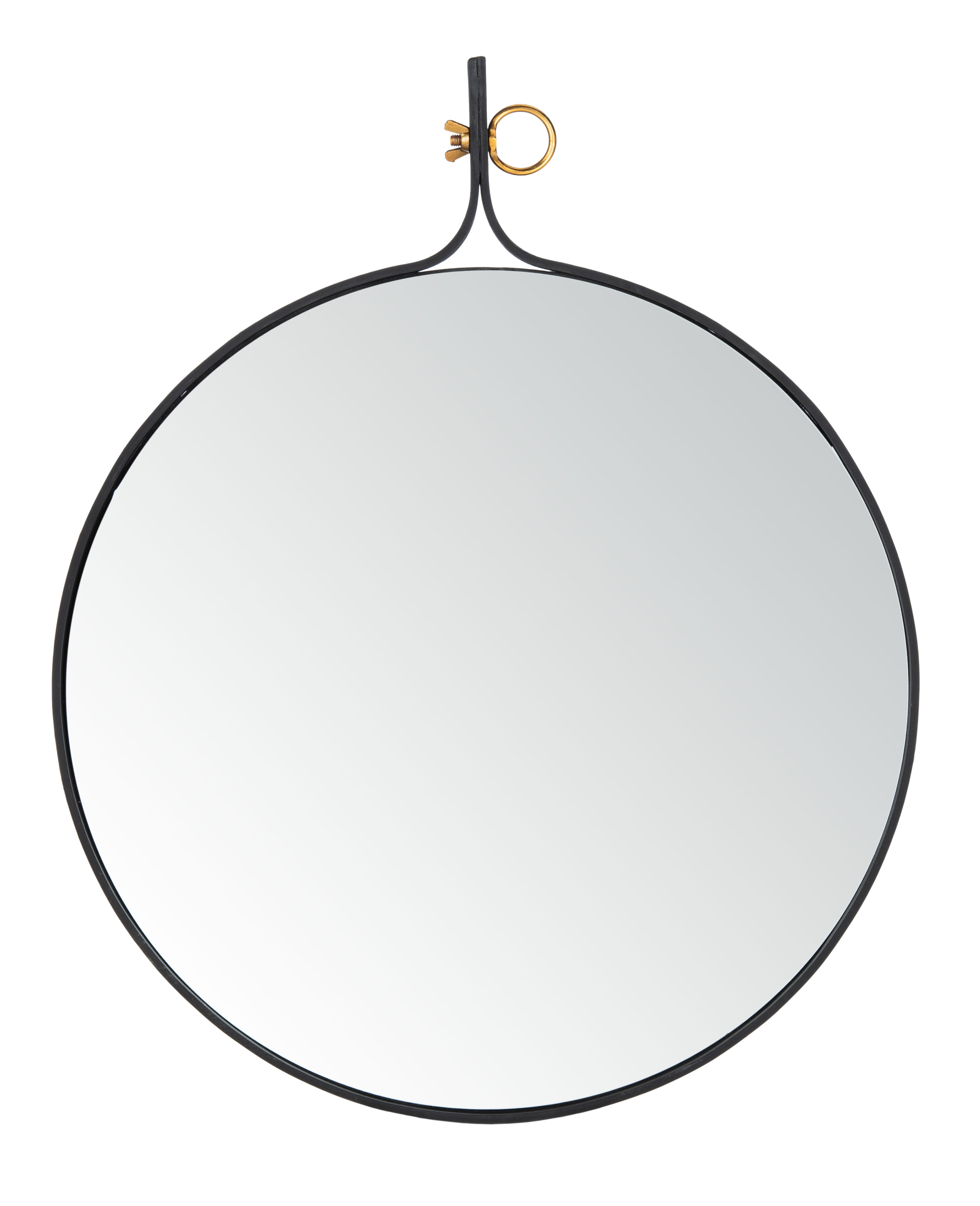 Chandlen 30-Inch Black Matte Round Wood Accent Mirror